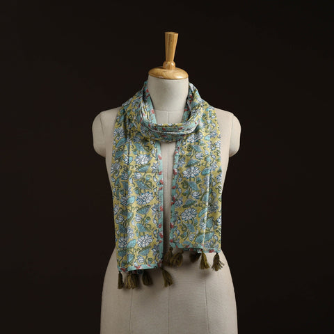 Hand cotton sanganeri stole 20 - handcrafted