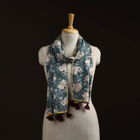Hand cotton sanganeri stole 21 - handcrafted