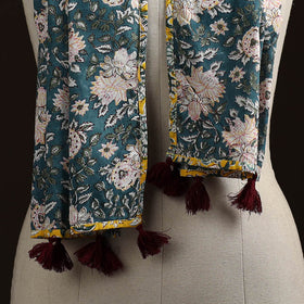 Hand cotton sanganeri stole 21 - handcrafted