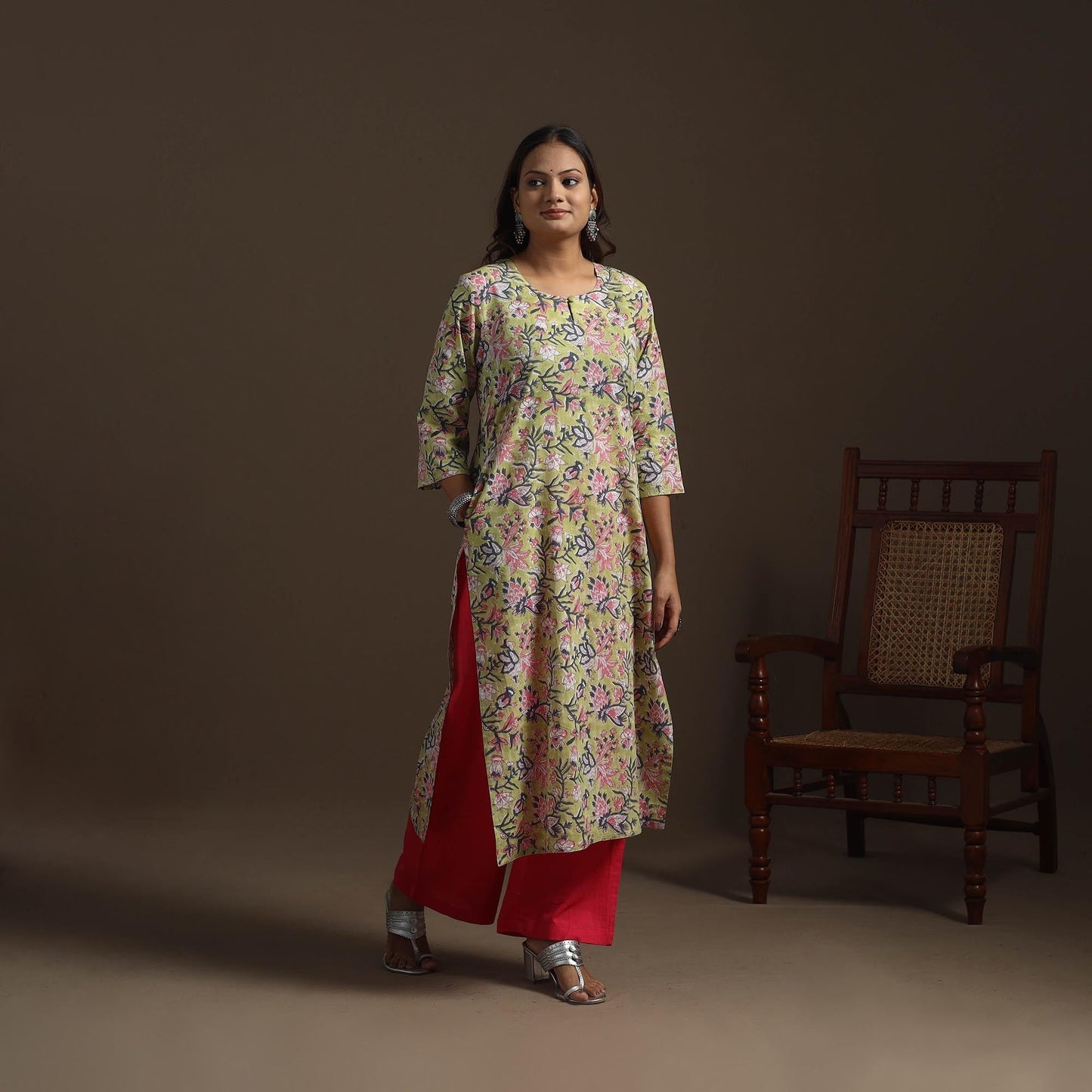 Hand cotton straight sanganeri kurta for women 09