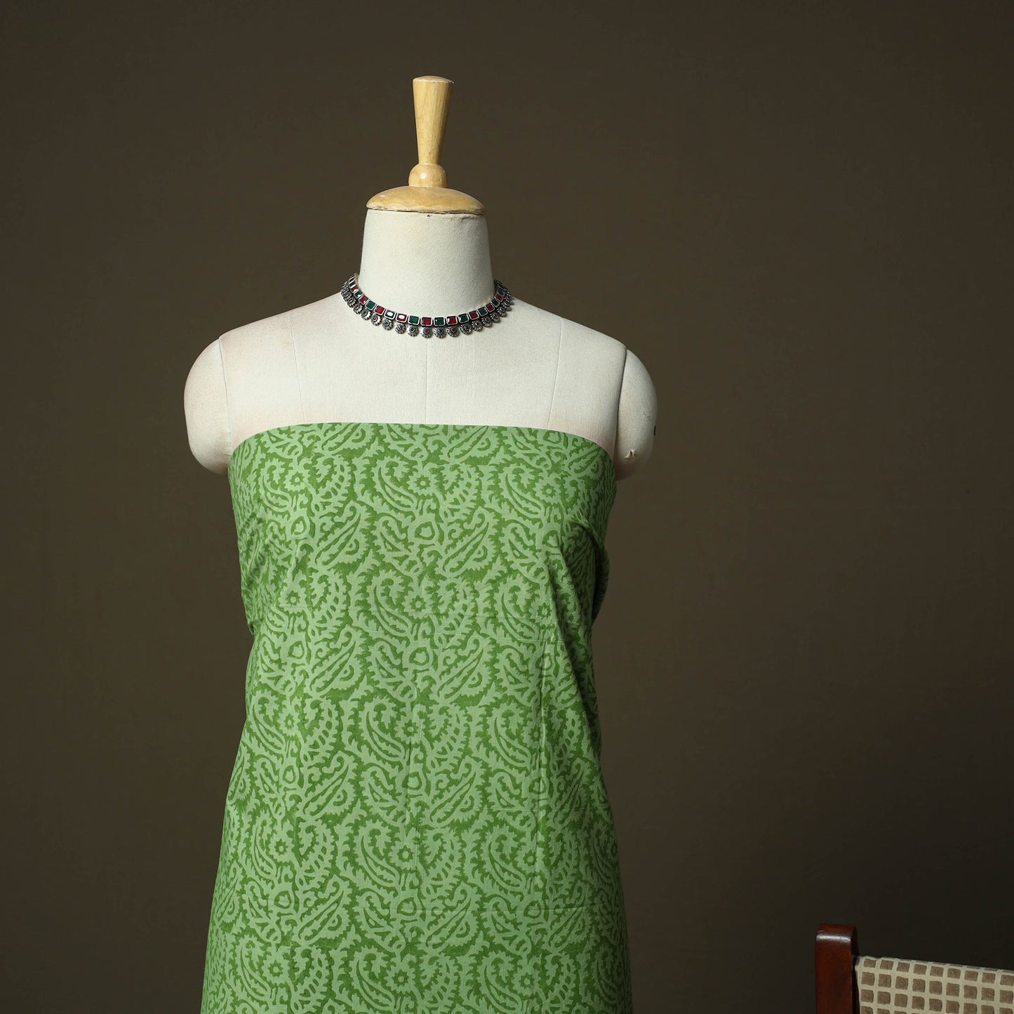 Hand block print mangalagiri cotton 3pc unstitched dress