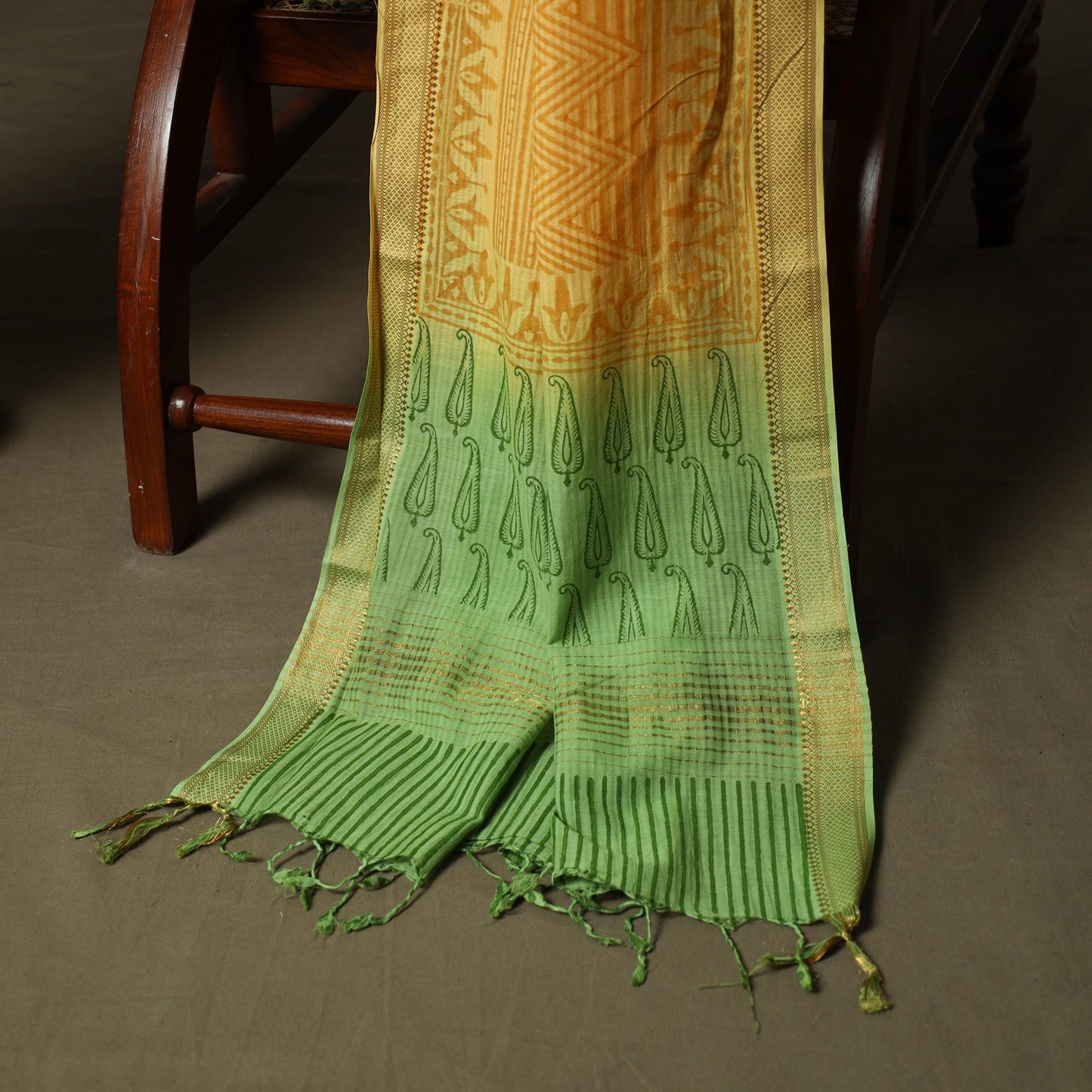 Hand block print mangalagiri cotton 3pc unstitched dress