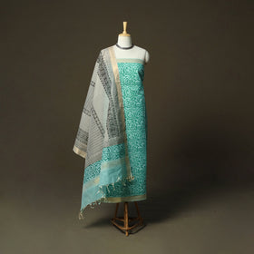 Hand block print mangalagiri cotton 3pc unstitched dress