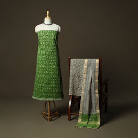 Hand block print mangalagiri cotton 3pc unstitched dress