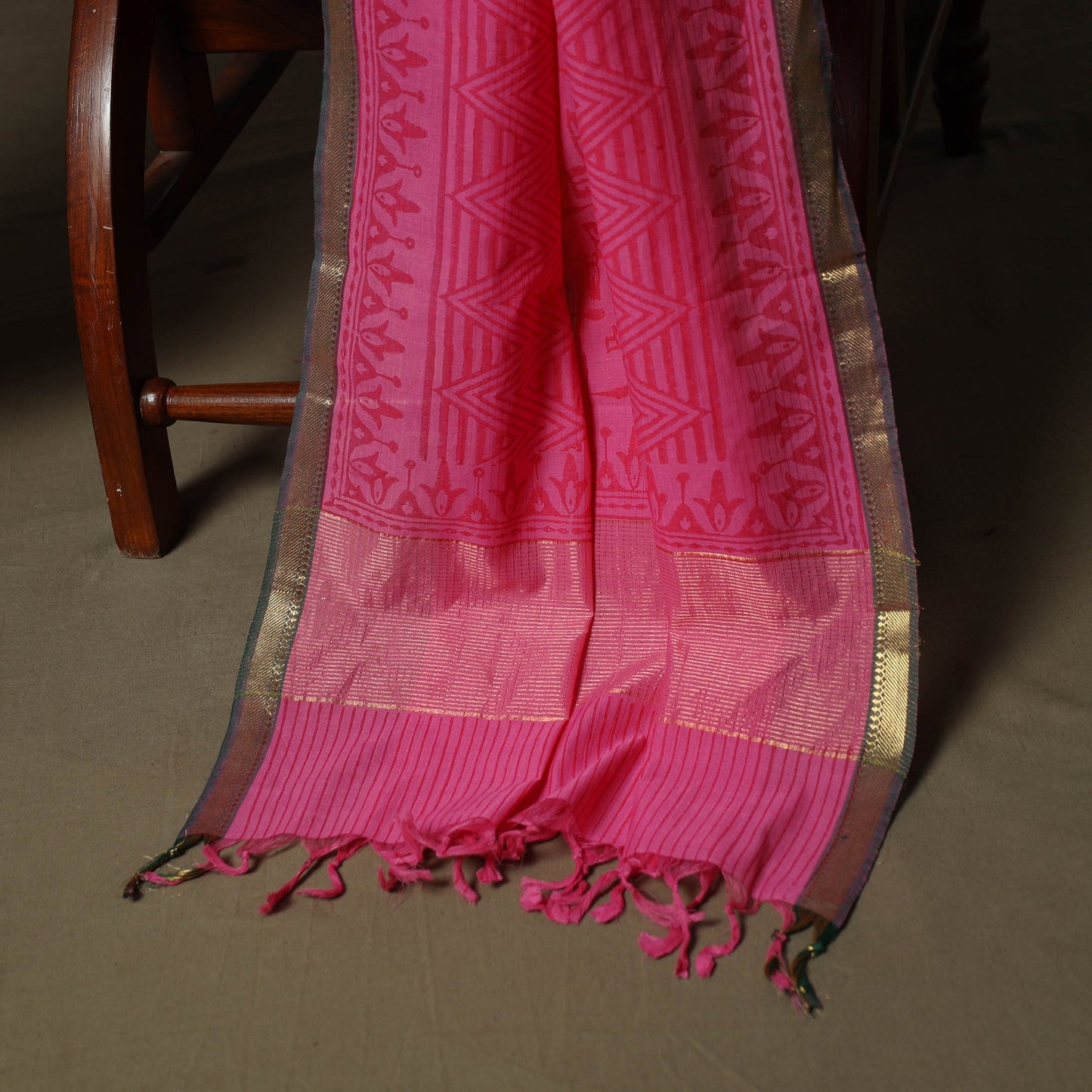 Hand block print mangalagiri cotton 3pc unstitched dress