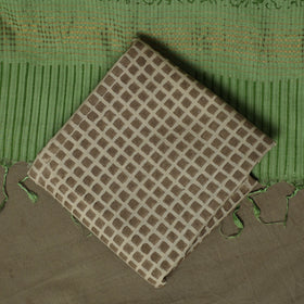 Hand block print mangalagiri cotton 3pc unstitched dress