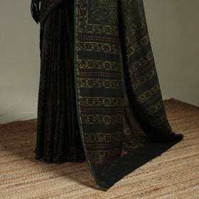 Hand block print natural dyed chanderi silk akola saree 23