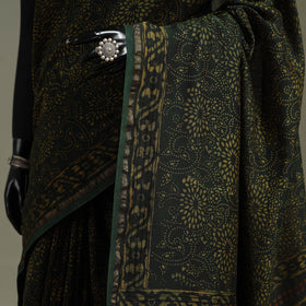 Hand block print natural dyed chanderi silk akola saree 23