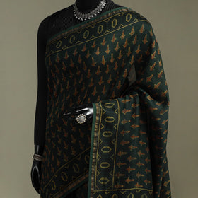 Hand block print natural dyed chanderi silk akola saree 24