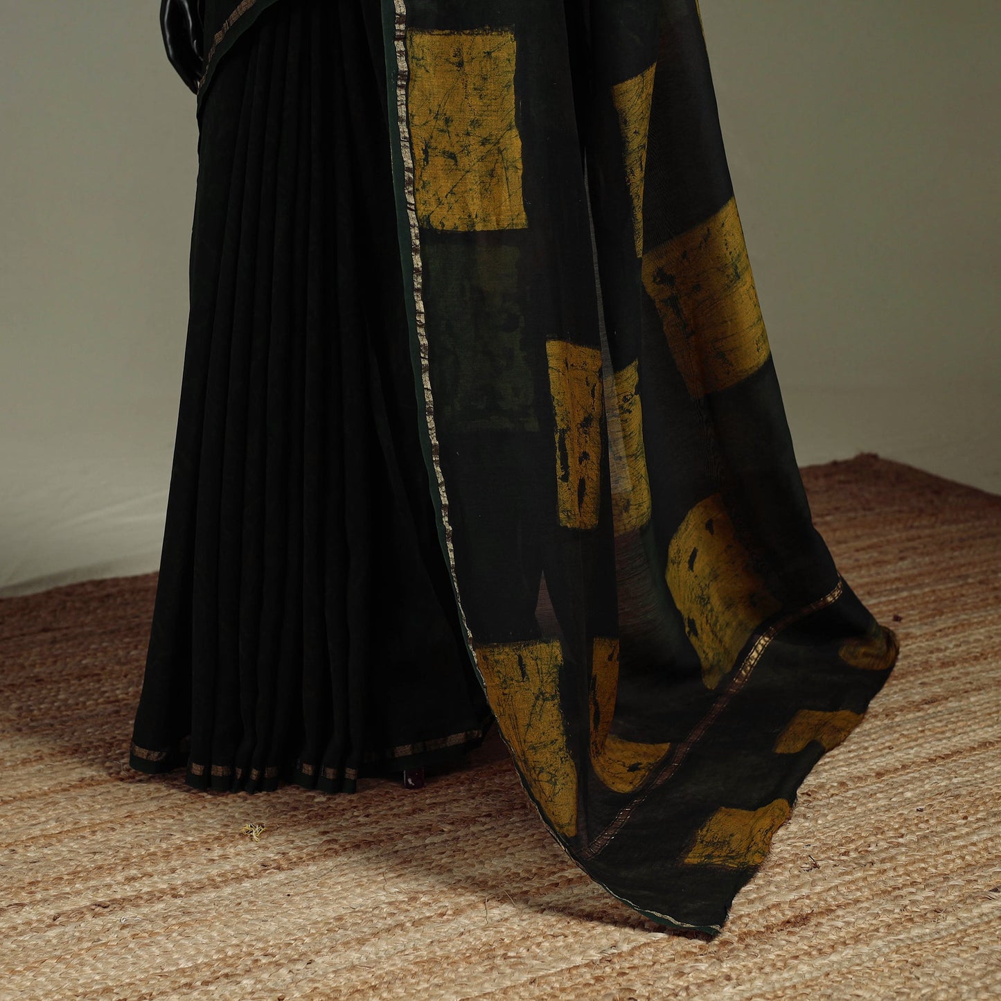 Hand block print natural dyed chanderi silk akola saree 31