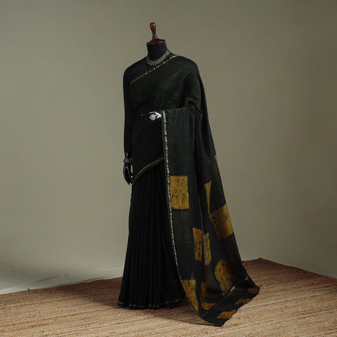 Hand block print natural dyed chanderi silk akola saree 31