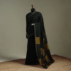 Hand block print natural dyed chanderi silk akola saree 31