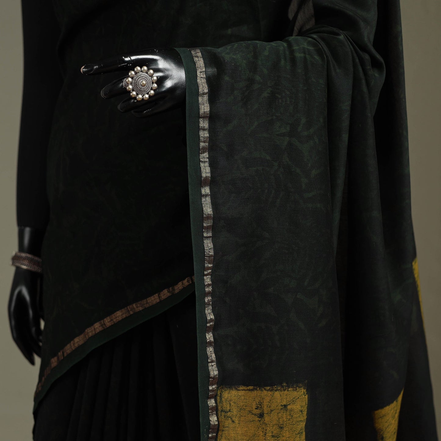 Hand block print natural dyed chanderi silk akola saree 31