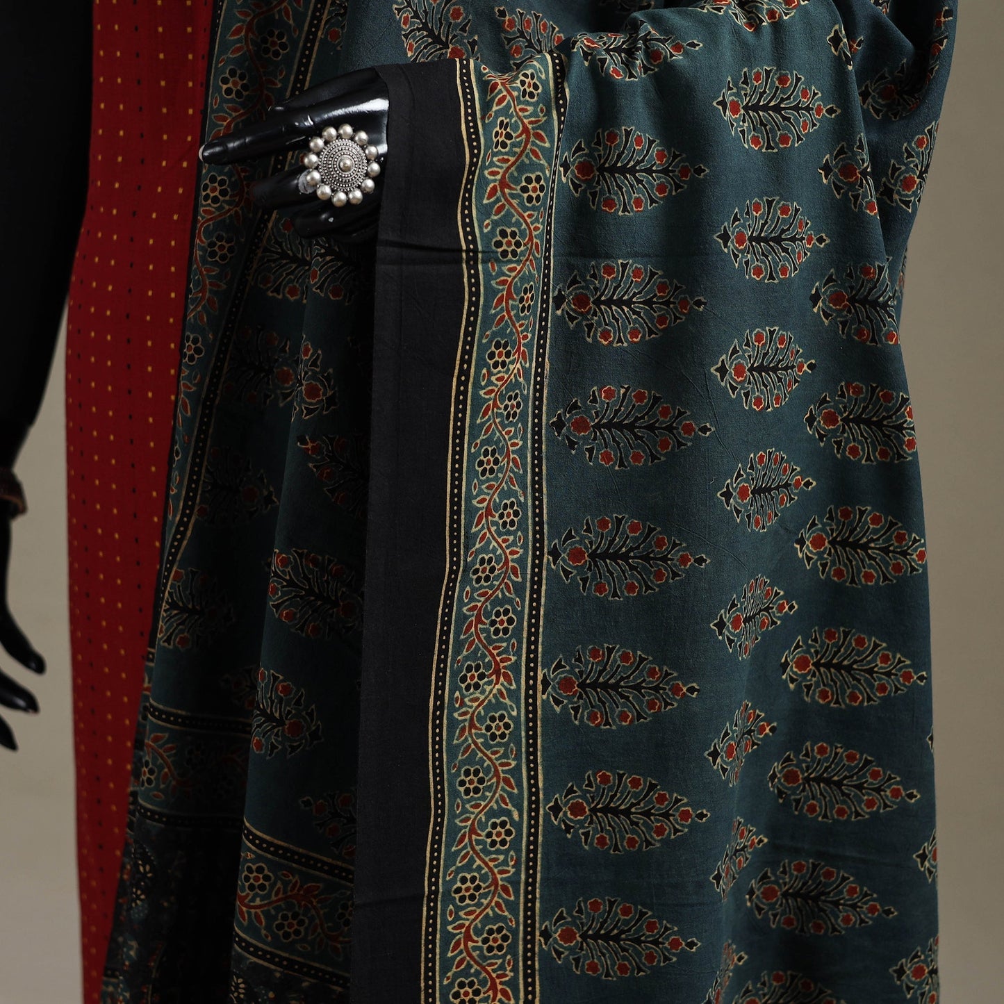 Hand natural dyed cotton dupatta with tassels 10