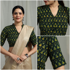 Hand natural dyed cotton readymade blouse 08 - handcrafted