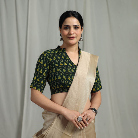 Hand natural dyed cotton readymade blouse 08 - handcrafted