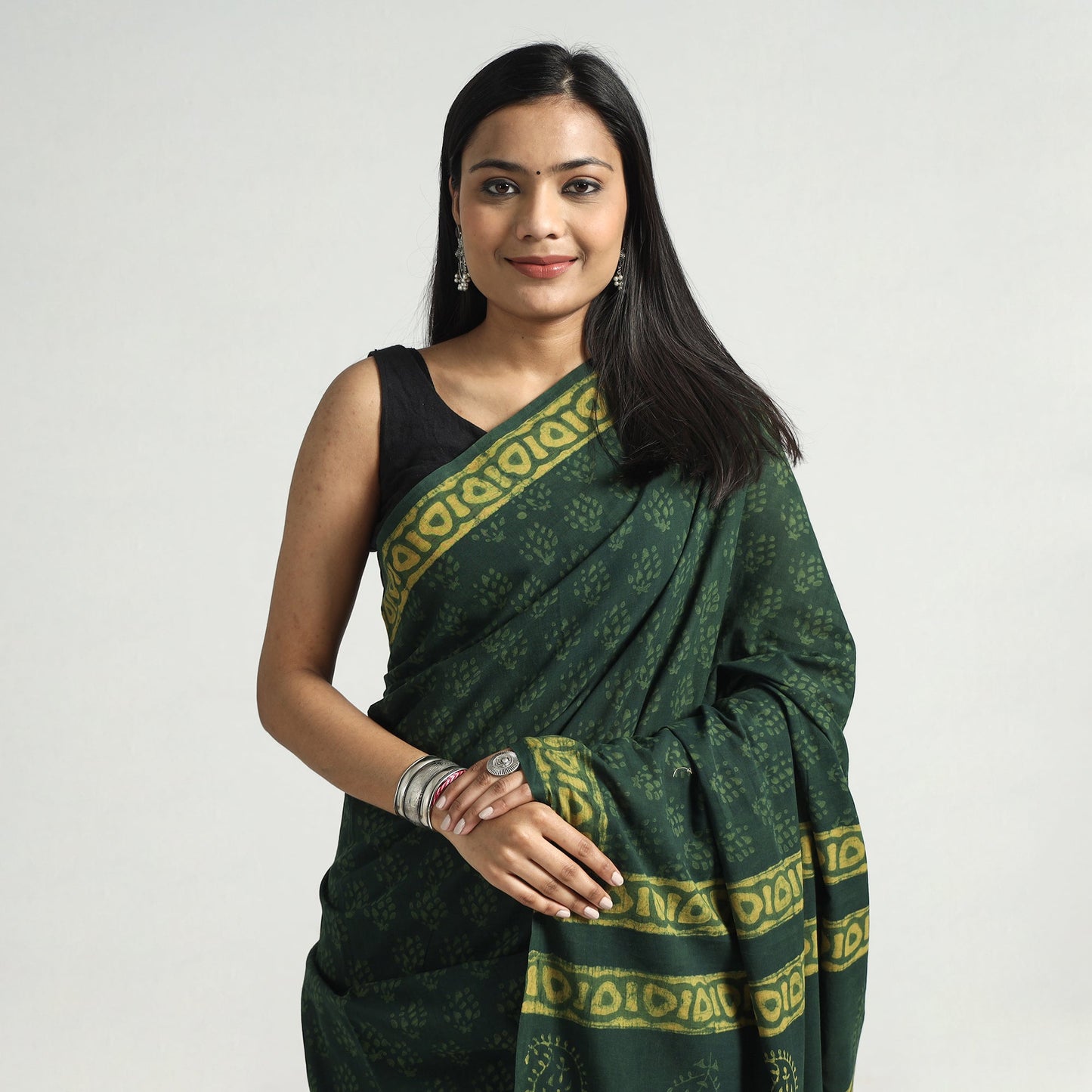block printed saree