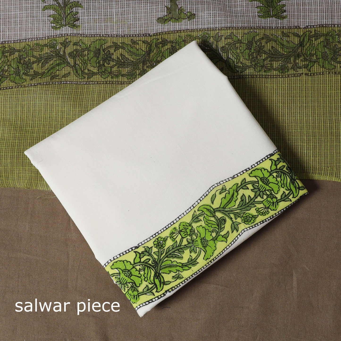 Hand block print sanganeri cotton 3pc unstitched dress