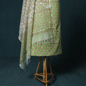 Hand block print sanganeri cotton 3pc unstitched dress