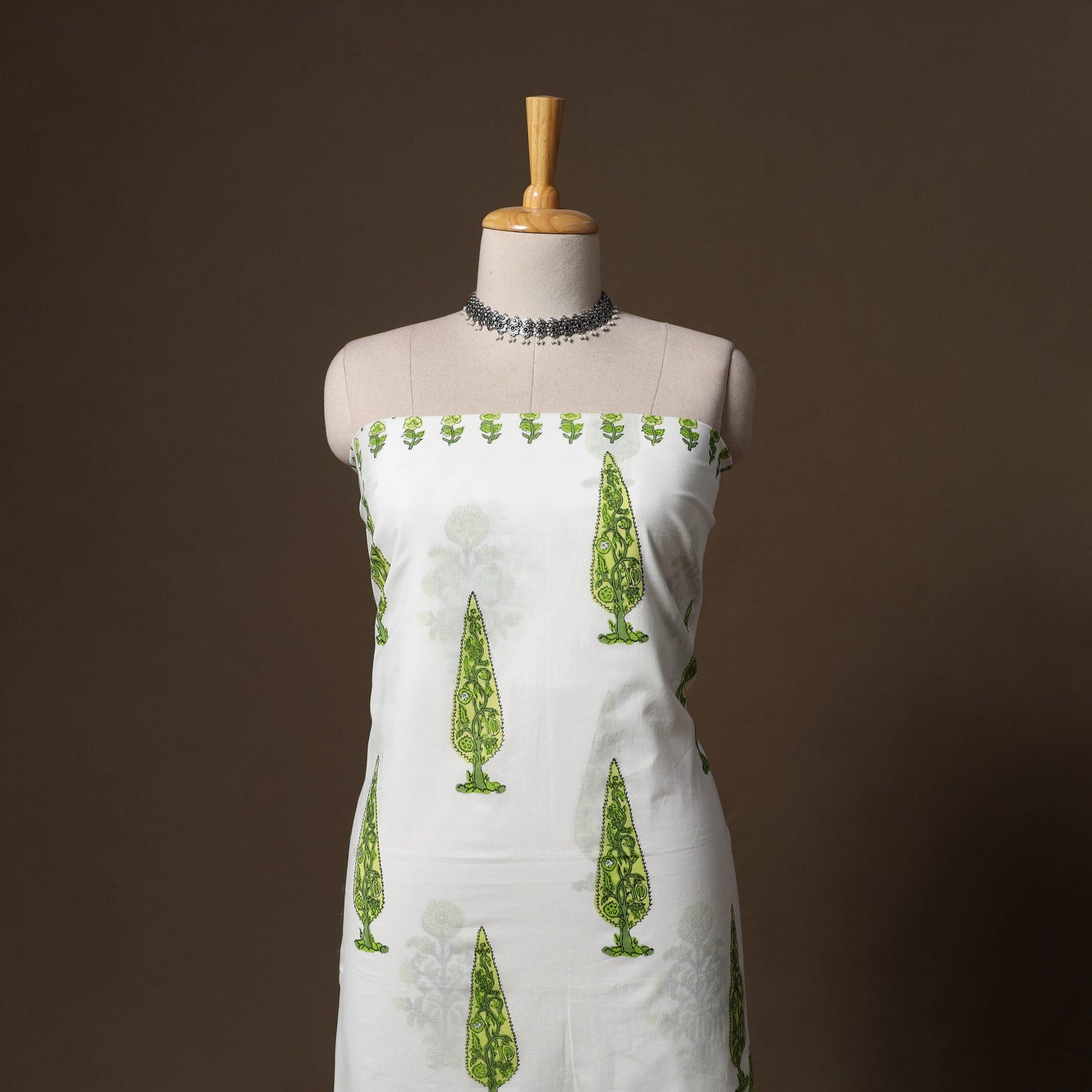 Hand block print sanganeri cotton 3pc unstitched dress