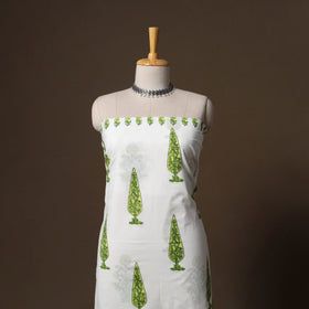 Hand block print sanganeri cotton 3pc unstitched dress