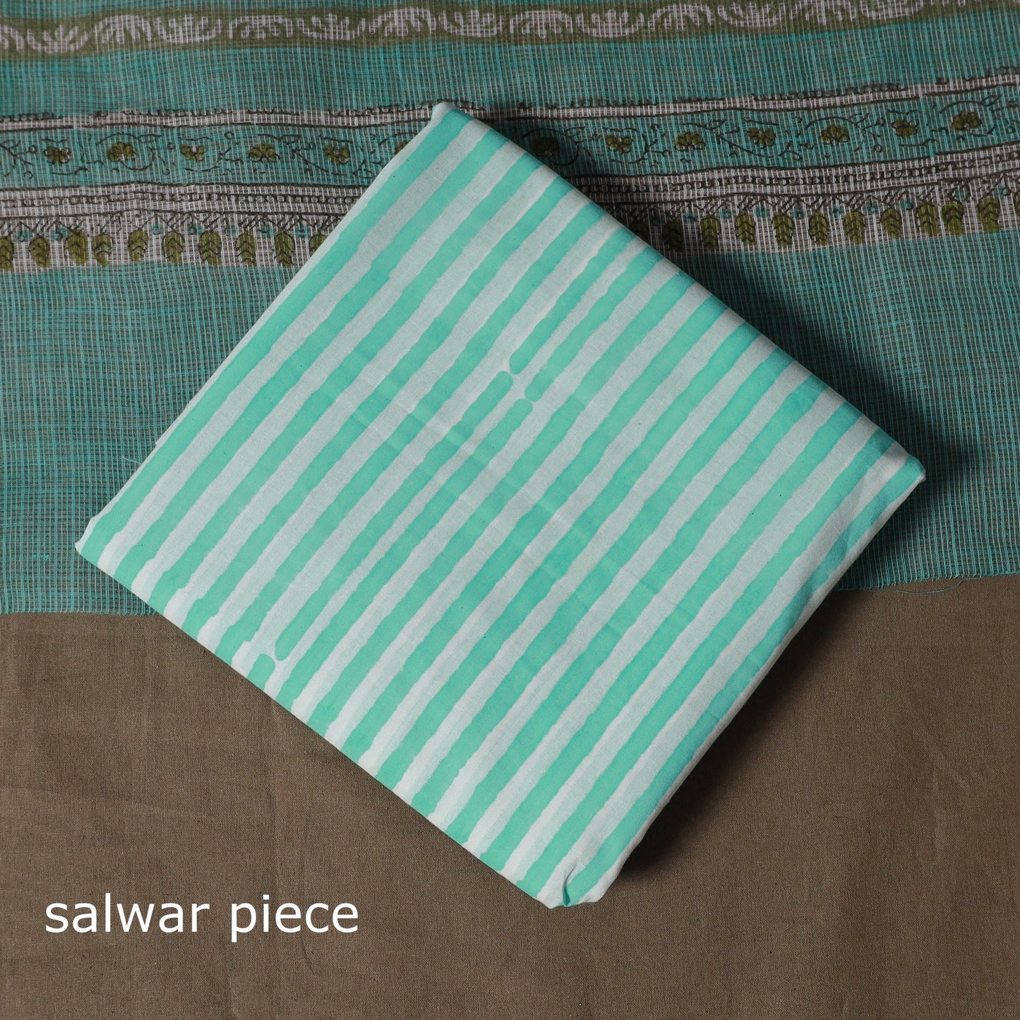 Hand block print sanganeri cotton 3pc unstitched dress