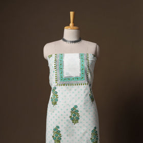 Hand block print sanganeri cotton 3pc unstitched dress