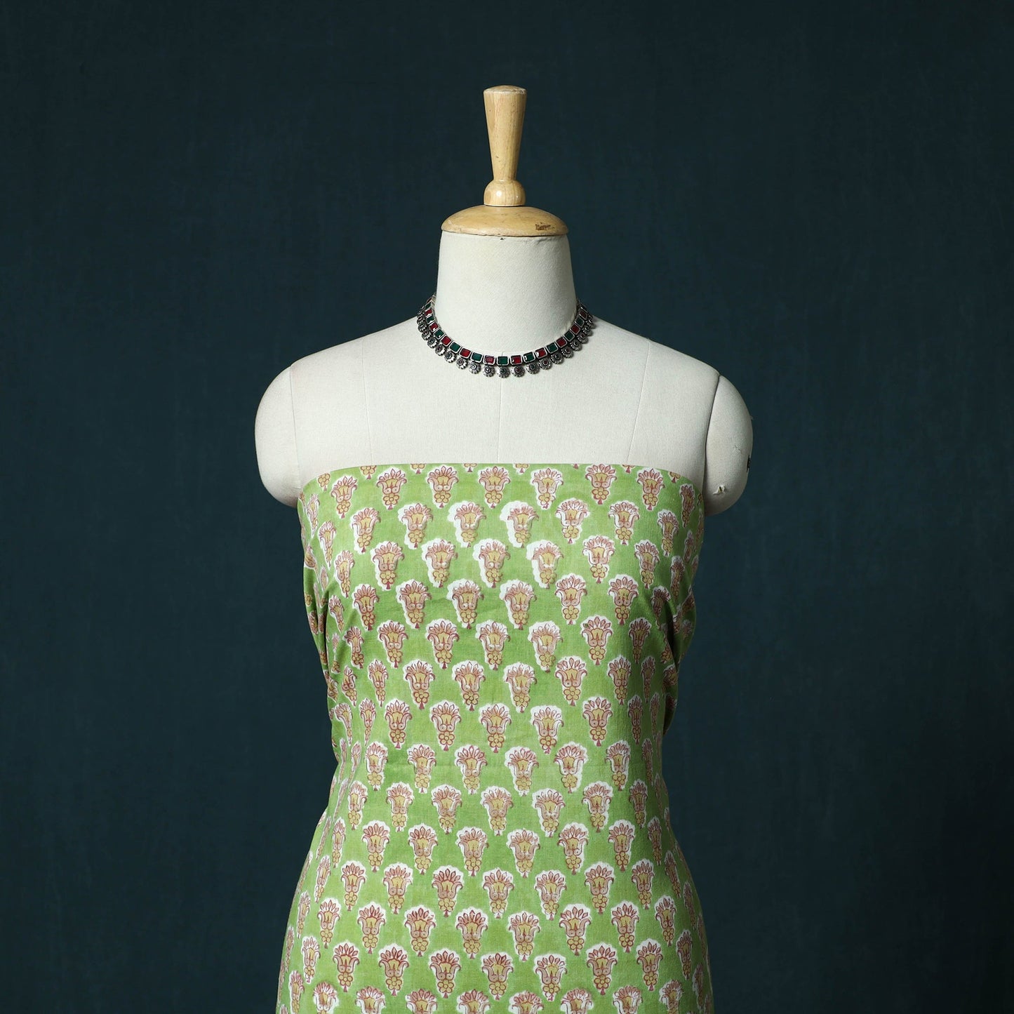 Hand block print sanganeri cotton 3pc unstitched dress