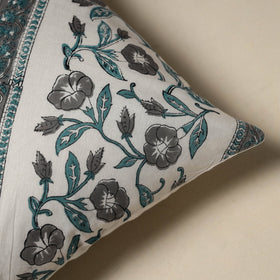 Hand sanganeri floral cushion cover 05 - handcrafted