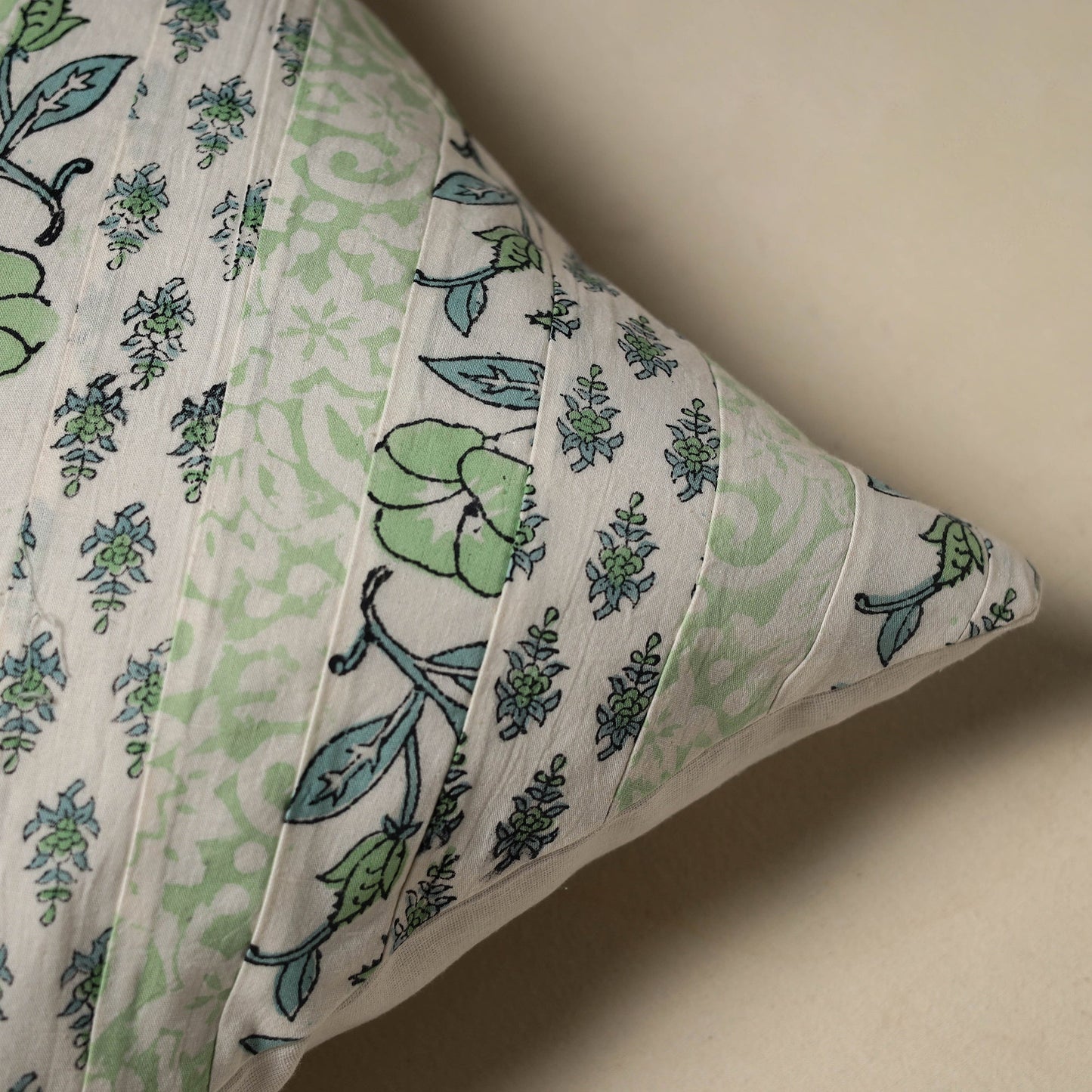 Hand sanganeri floral cushion cover 16 - handcrafted