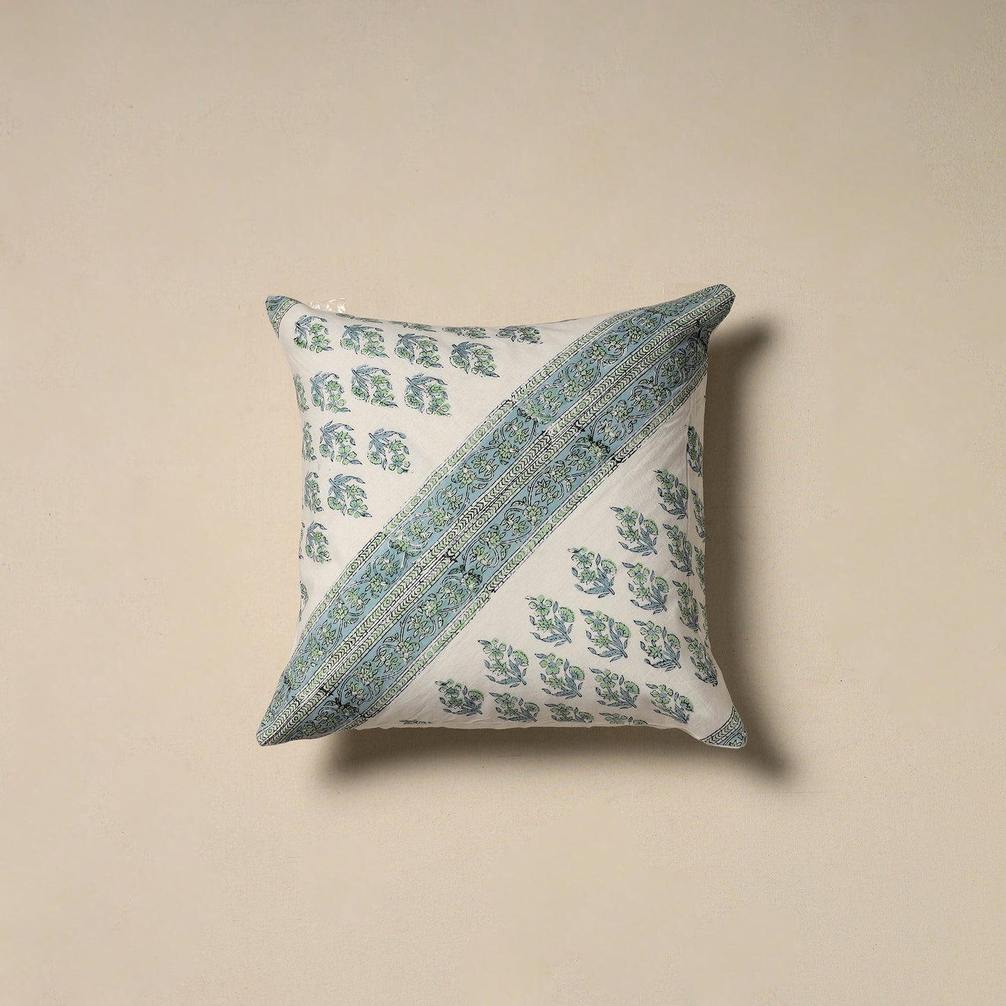 Hand sanganeri floral cushion cover 19 - handcrafted