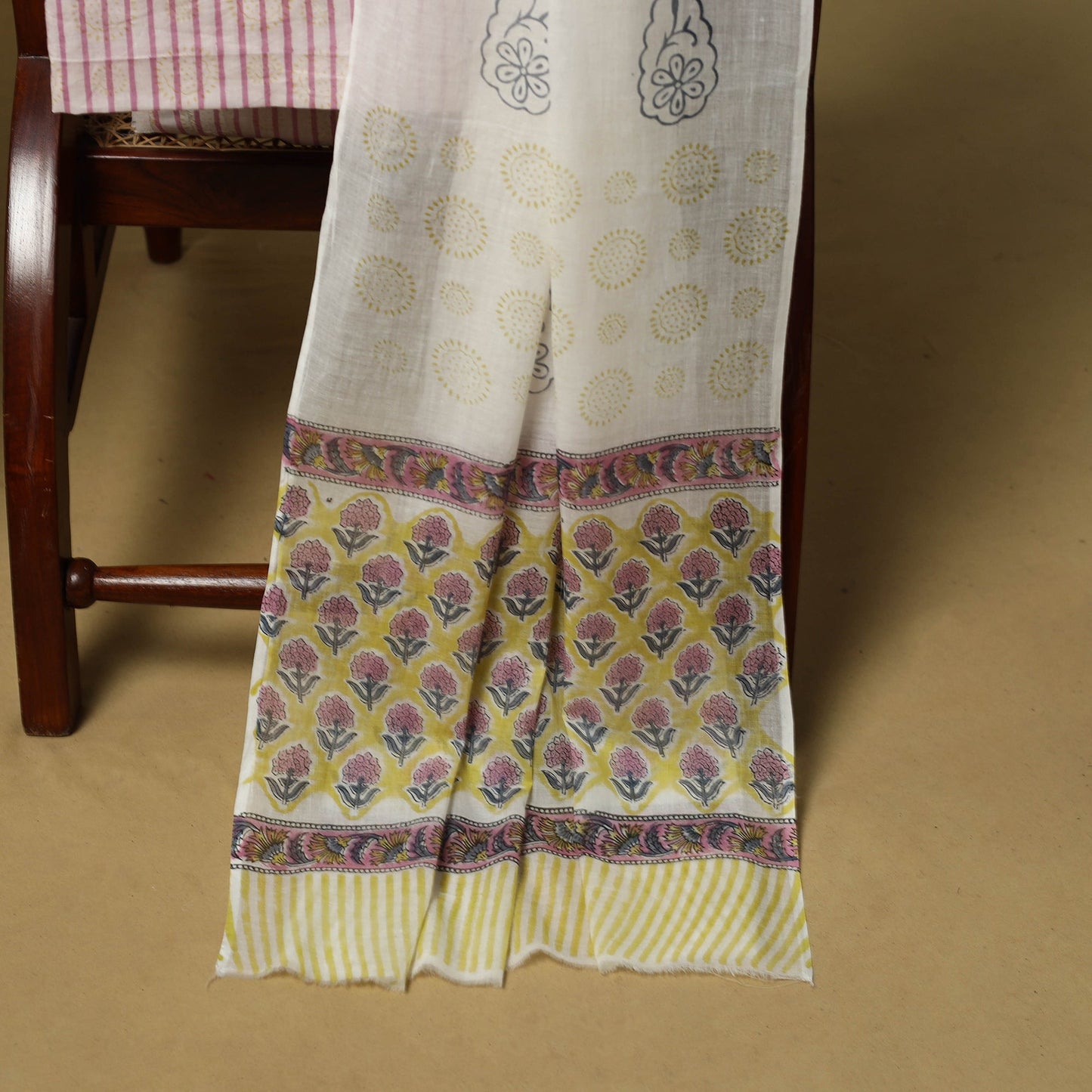 Hand sanganeri cotton 3pc unstitched dress material 08