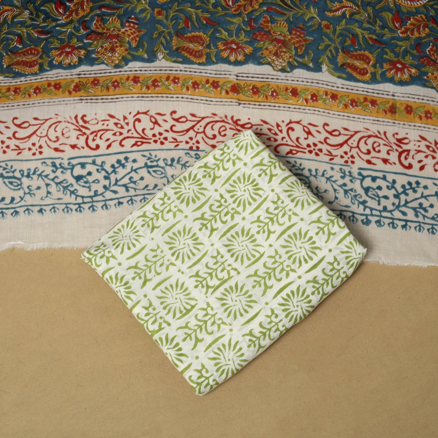 Hand sanganeri cotton 3pc unstitched dress material 02