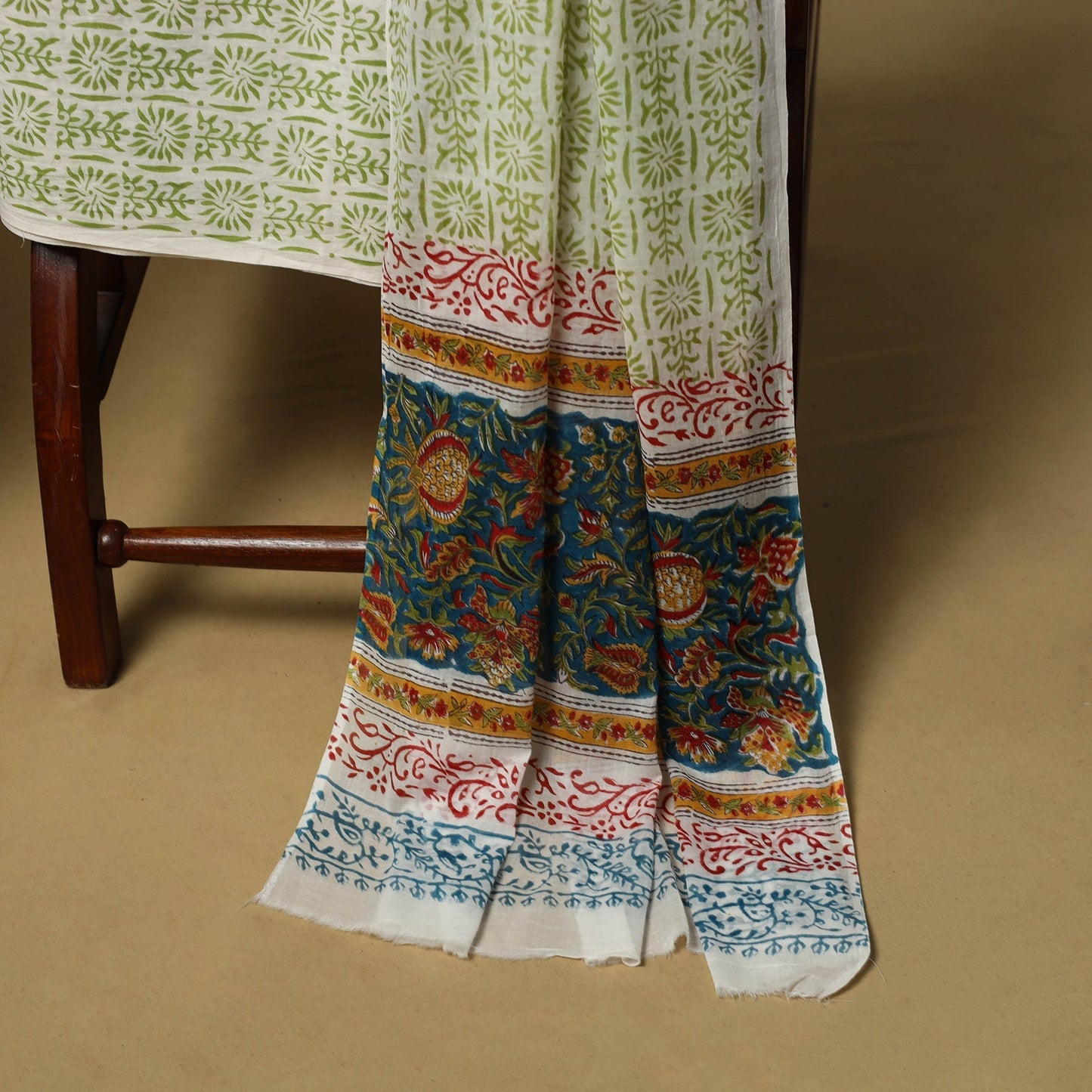 Hand sanganeri cotton 3pc unstitched dress material 02