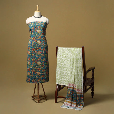 Hand sanganeri cotton 3pc unstitched dress material 02