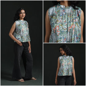 Hand block sanganeri print cotton floral crop top 11