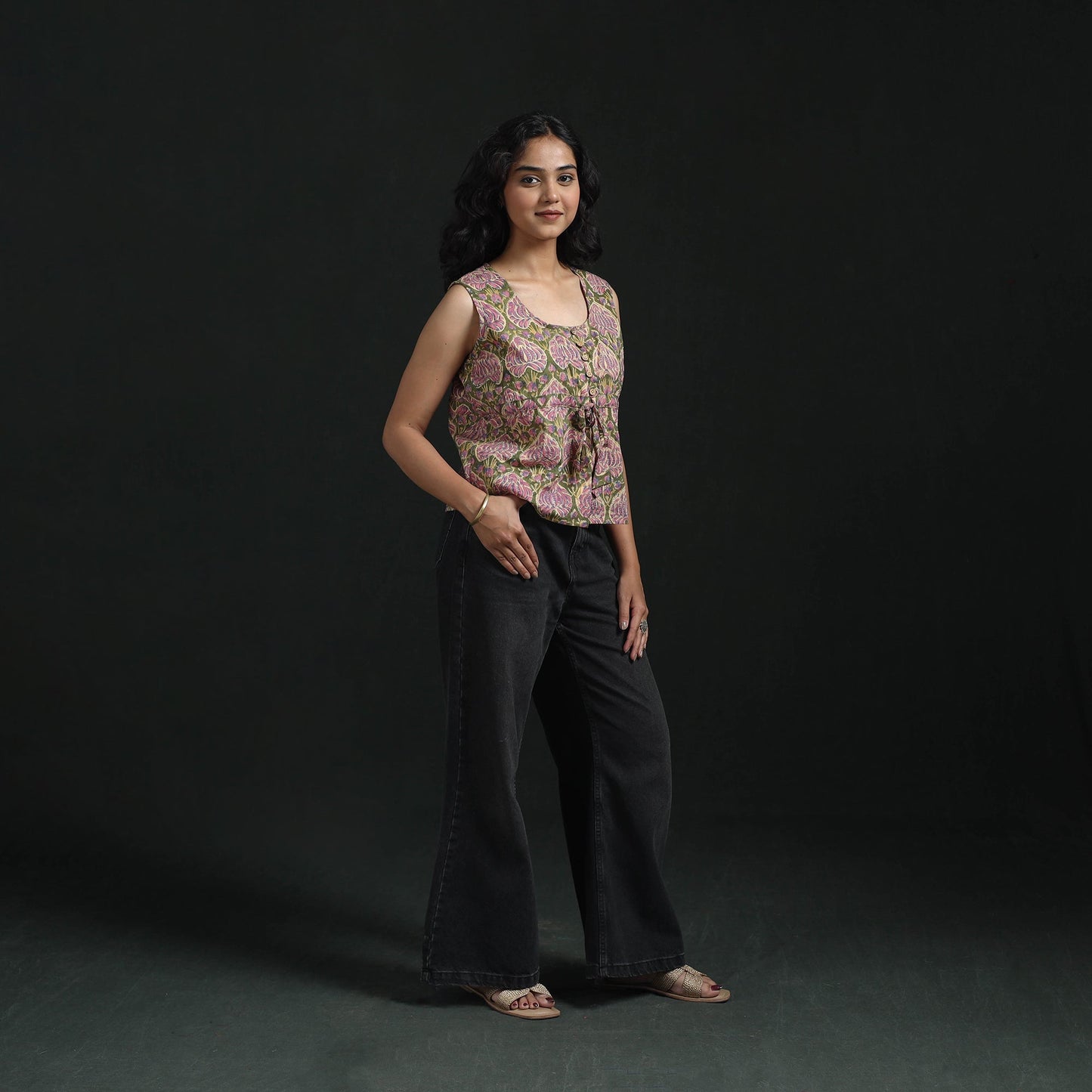 Hand block sanganeri print cotton floral crop top 13