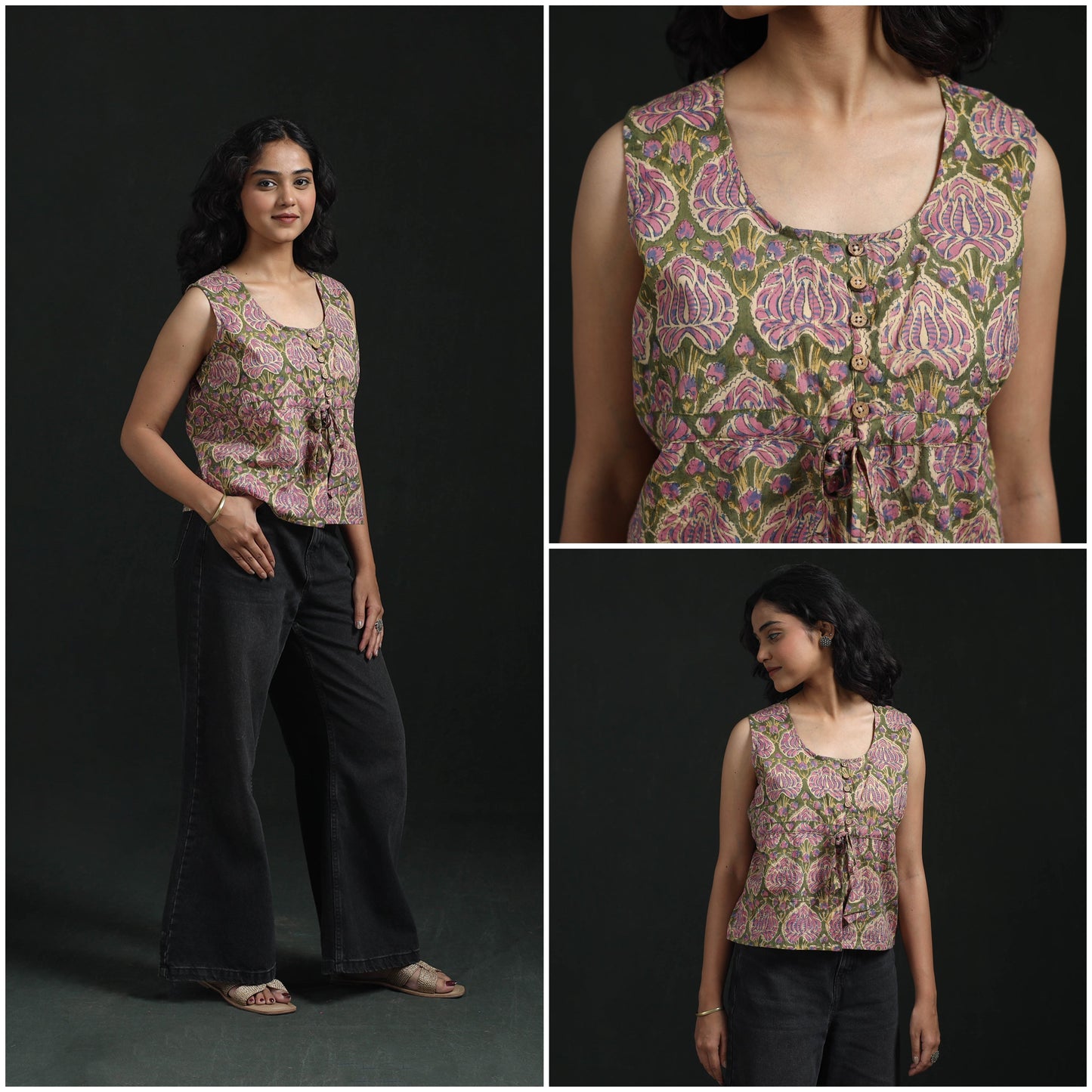 Hand block sanganeri print cotton floral crop top 13