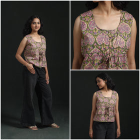Hand block sanganeri print cotton floral crop top 13
