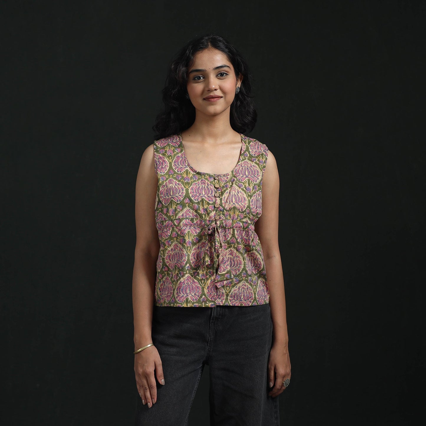 Hand block sanganeri print cotton floral crop top 13