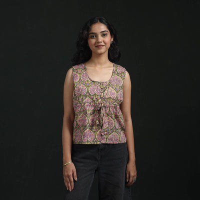 Hand block sanganeri print cotton floral crop top 13