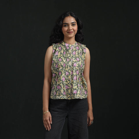 Hand block sanganeri print cotton floral crop top 17
