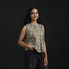 Hand block sanganeri print cotton floral crop top 17