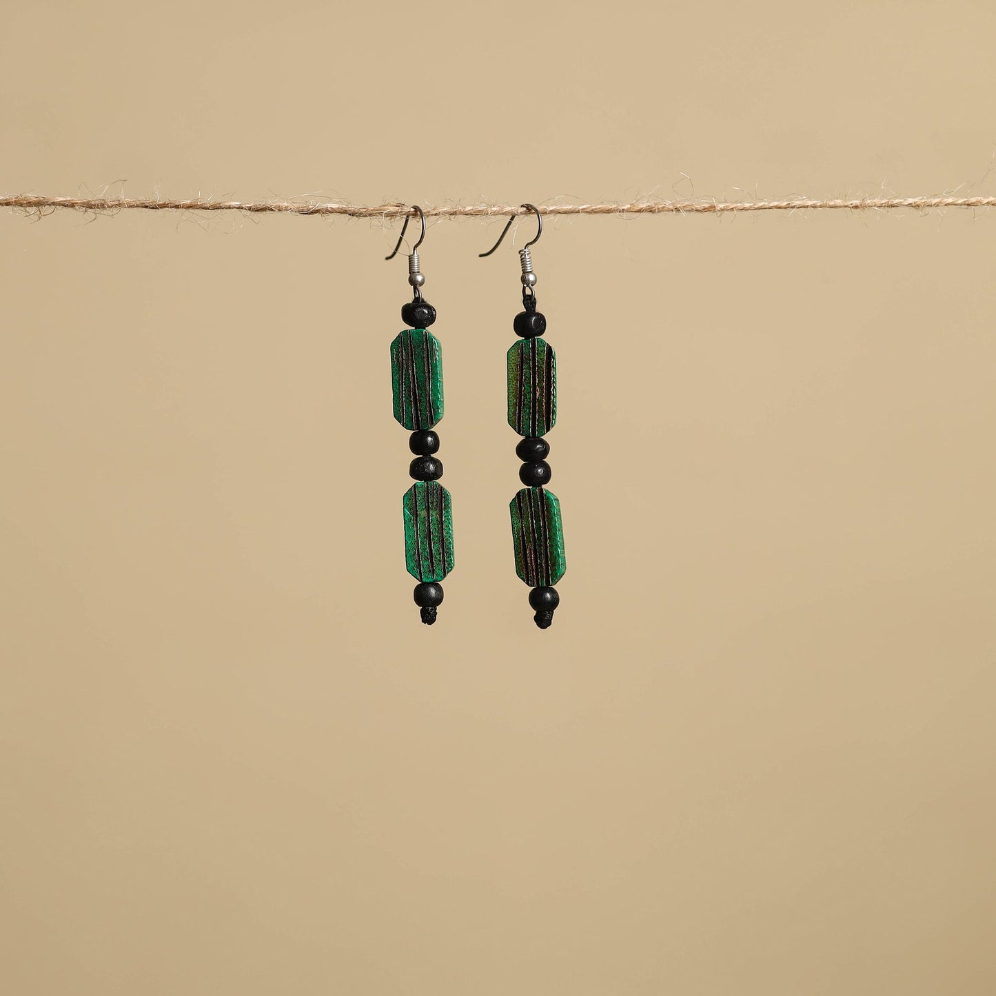 Hand Carved Bamboo Wooden Earrings