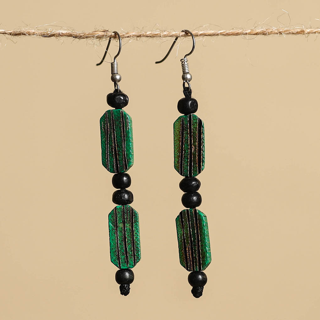 Hand Carved Bamboo Wooden Earrings