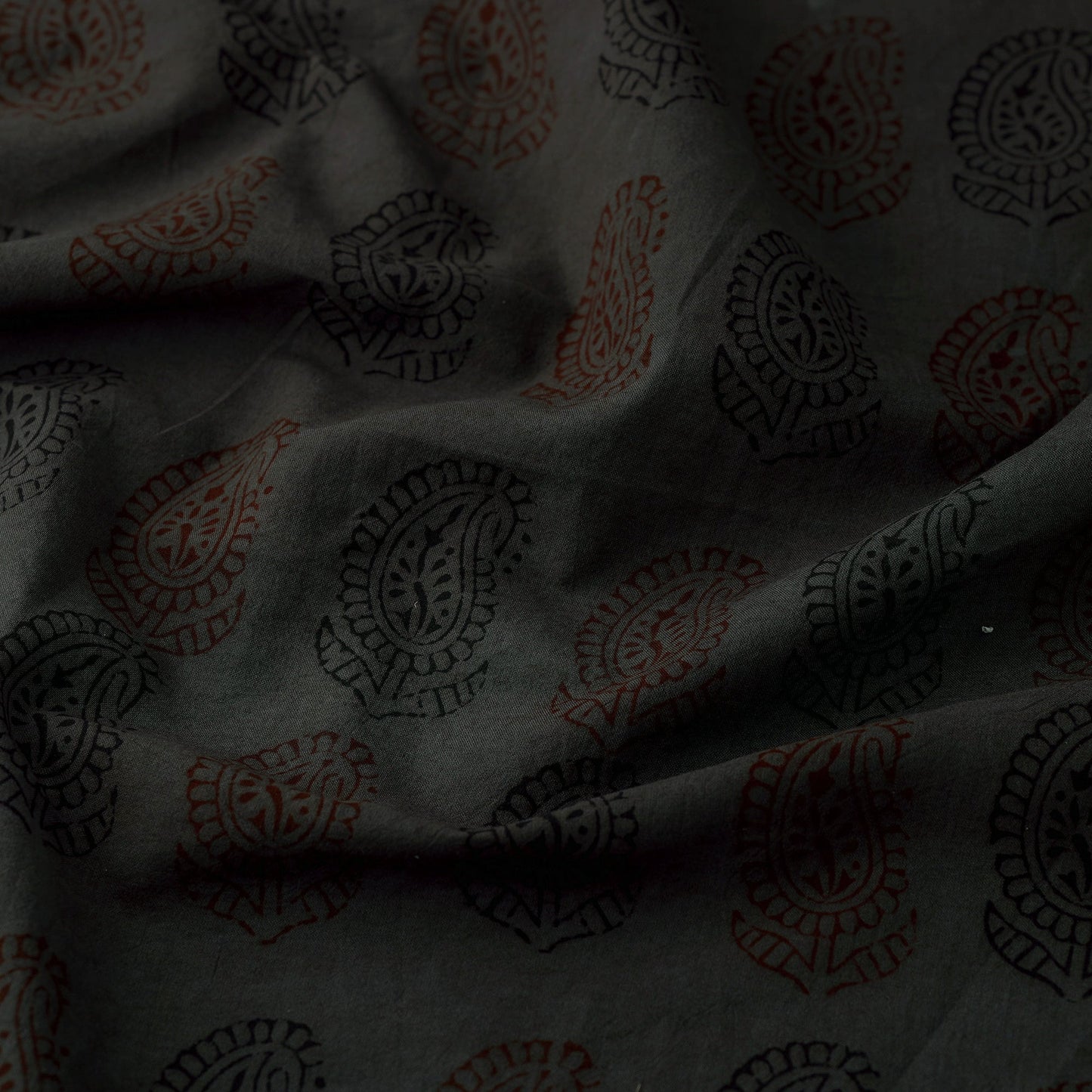 Grey Hand Block Cotton Bagh Print Fabric