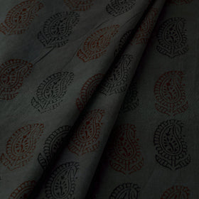 Grey Hand Block Cotton Bagh Print Fabric