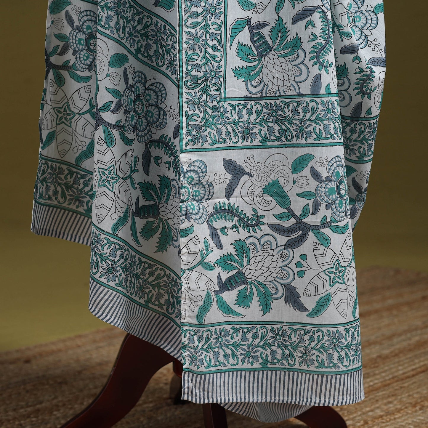 Hand cotton sanganeri floral dupatta 24 - handcrafted