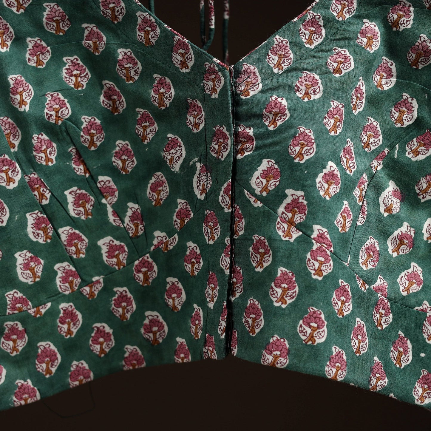 Green - hand cotton sanganeri readymade blouse 06