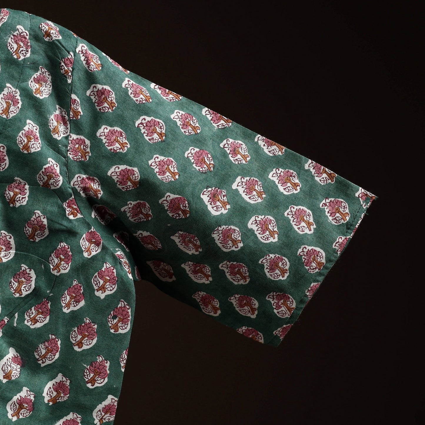 Green - hand cotton sanganeri readymade blouse 06